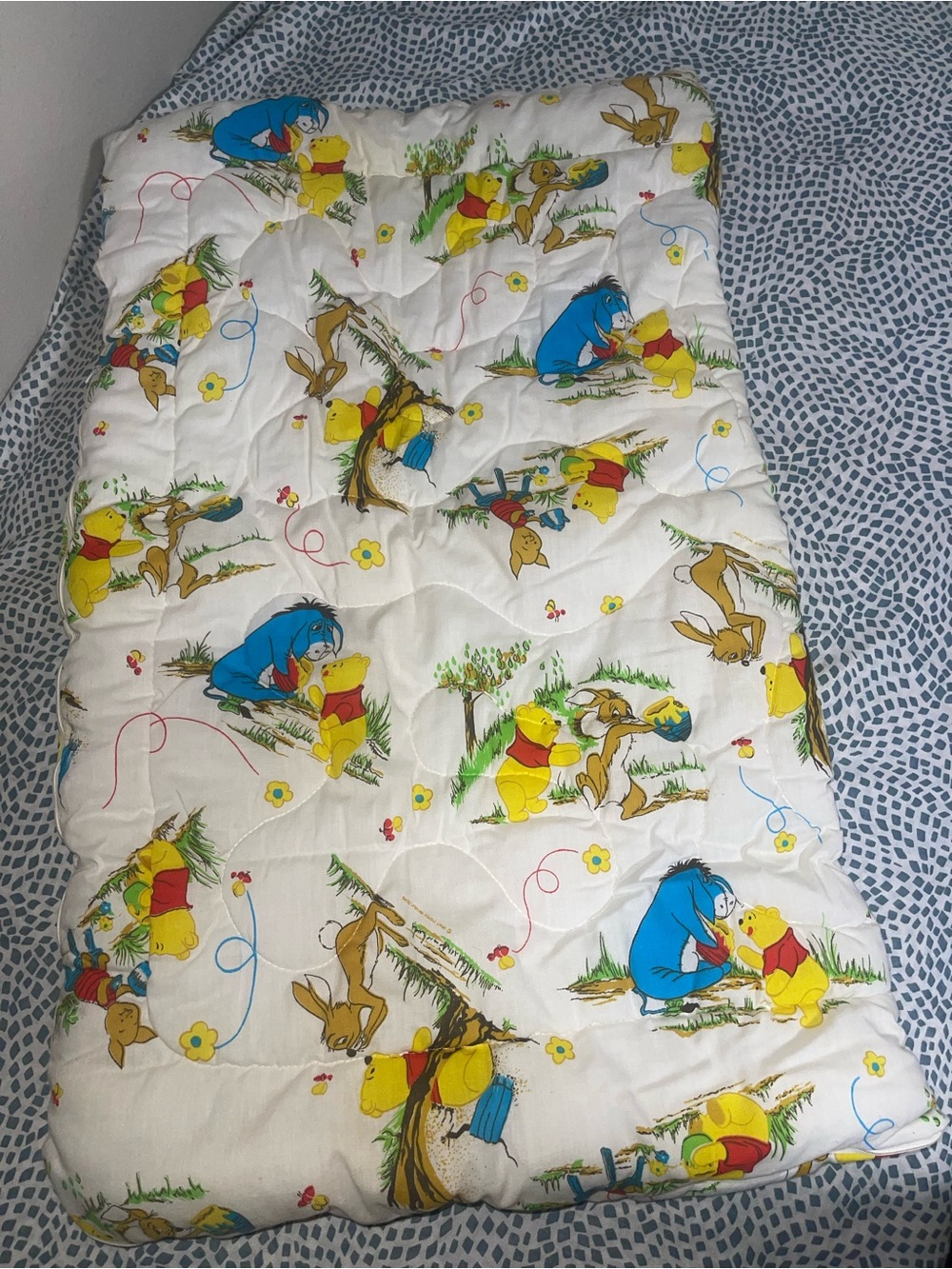 Disney Winnie the Pooh Baby Quilt Blanket - White with Yellow & Blue